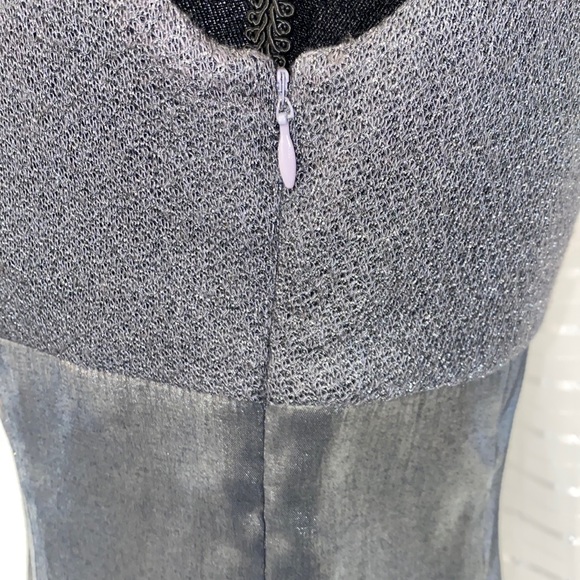 ✨Sexy Silver Kay Unger Silk Dress Size 10 - Picture 6 of 16